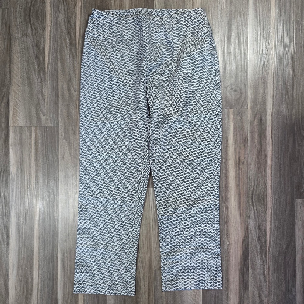 Orvis Womens Black White Geometric Stretch Pull On Crop Pants Size 8